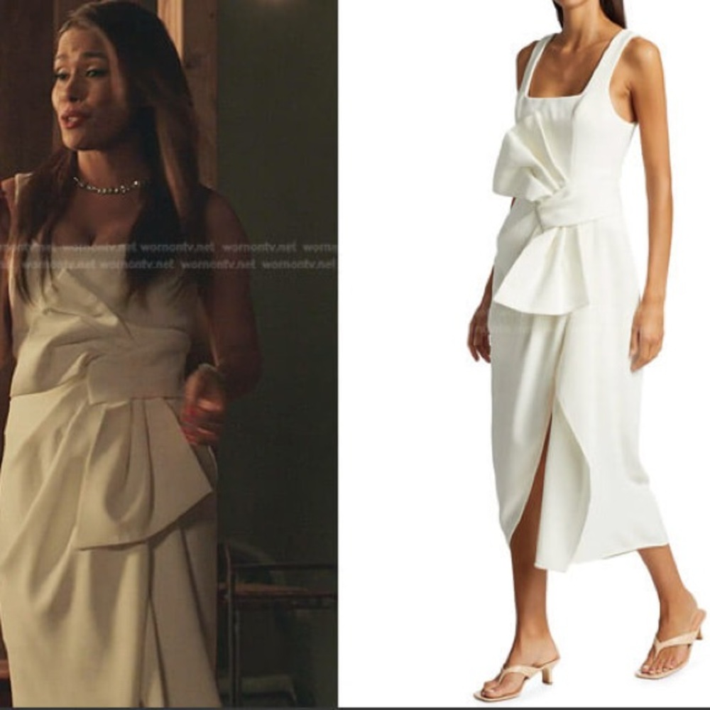 NWT ACLER Regent Bow Midi Dress in White